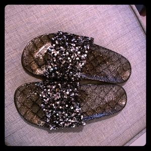 Black Sparkly Slides